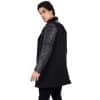 Mens Tweed Cashmere Wool Overcoat with Real Leather Sleeves Black - B213