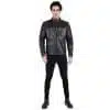 Real Lamb Leather Motorcycle Black Tailored Fit Jacket for Men Beckham - B205