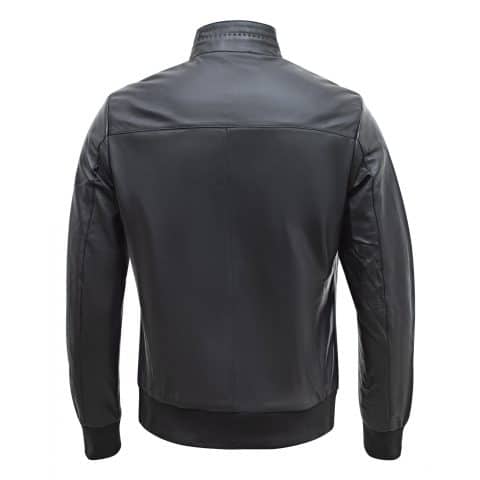 Real Lamb Leather Black Bomber Jacket for Men Regular Fit - B210: Buy ...