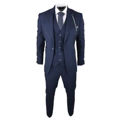 Cavani Connall - Men's Navy-Blue Check Vintage Suit: Buy Online - Happy ...