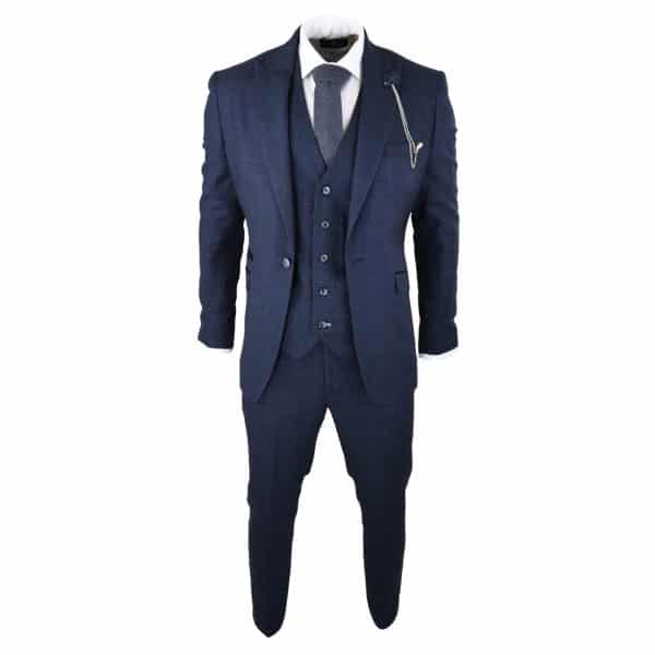 Cavani Connall - Men's Navy-Blue Check Vintage Suit