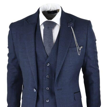 Cavani Connall - Men's Navy-Blue Check Vintage Suit: Buy Online - Happy ...