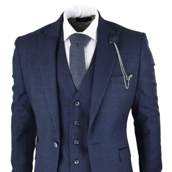 Cavani Connall - Men's Navy-Blue Check Vintage Suit