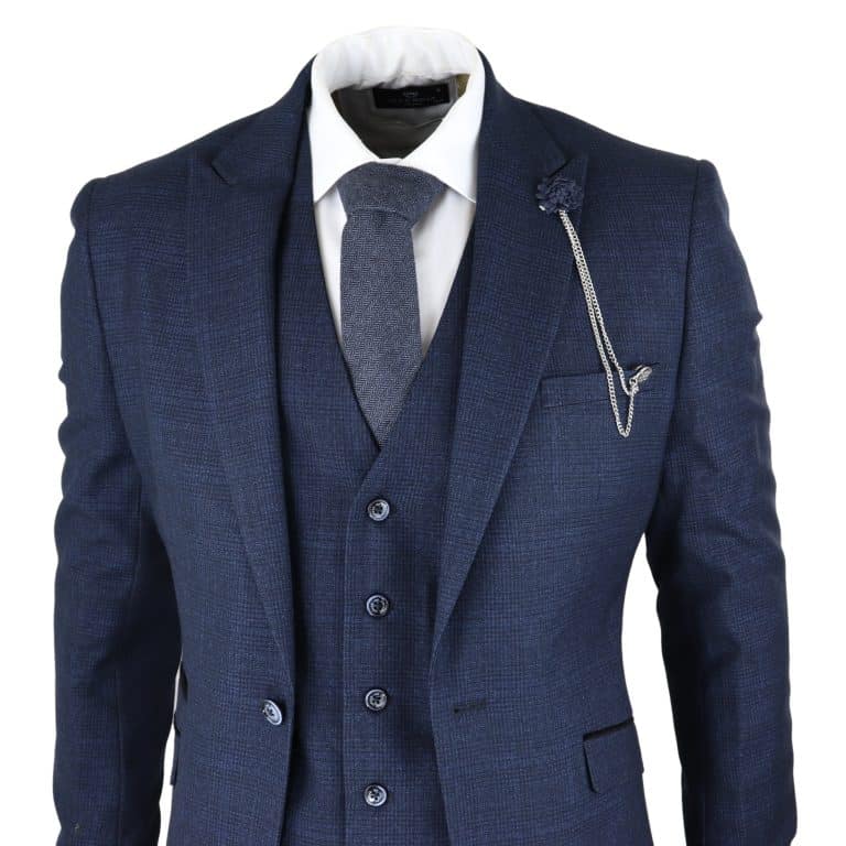 Cavani Connall - Men's Navy-Blue Check Vintage Suit: Buy Online - Happy ...