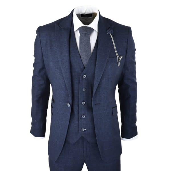 Cavani Connall - Men's Navy-Blue Check Vintage Suit: Buy Online - Happy ...