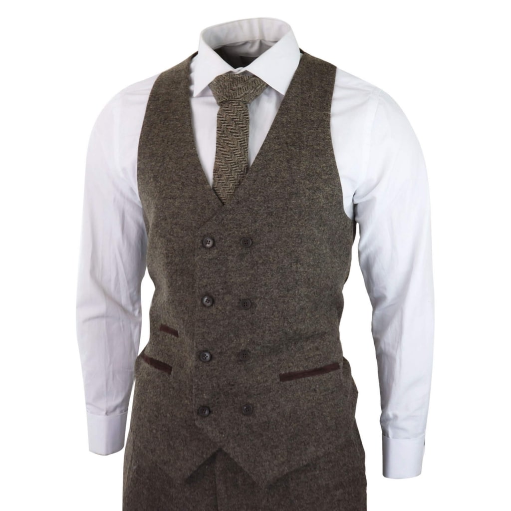 Mens Oak Brown 3 Piece Suit with Double Breasted Waistcoat: Buy Online ...