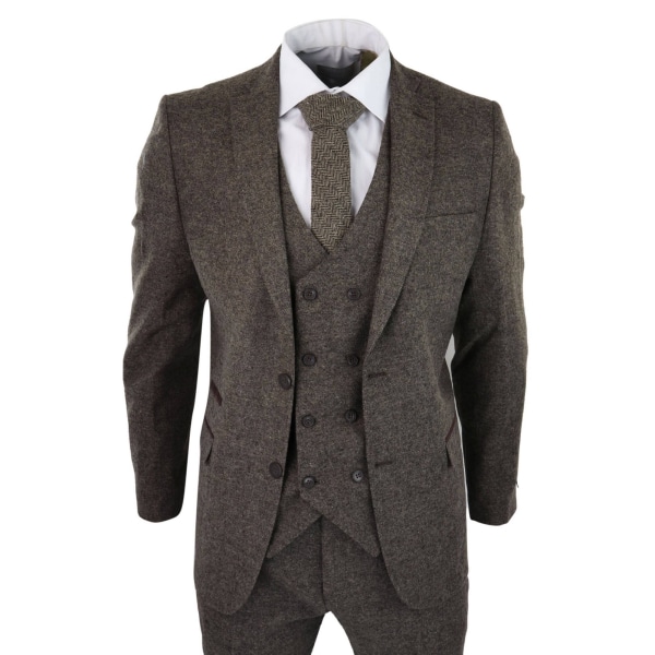 Mens Oak Brown 3 Piece Suit with Double Breasted Waistcoat: Buy Online ...