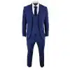 Mens Blue Check 3 Piece Slim Fit Suit