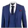 Mens Blue Check 3 Piece Slim Fit Suit