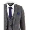 Marc Darcy Scott - Mens Grey with Blue Check 3 Piece Suit