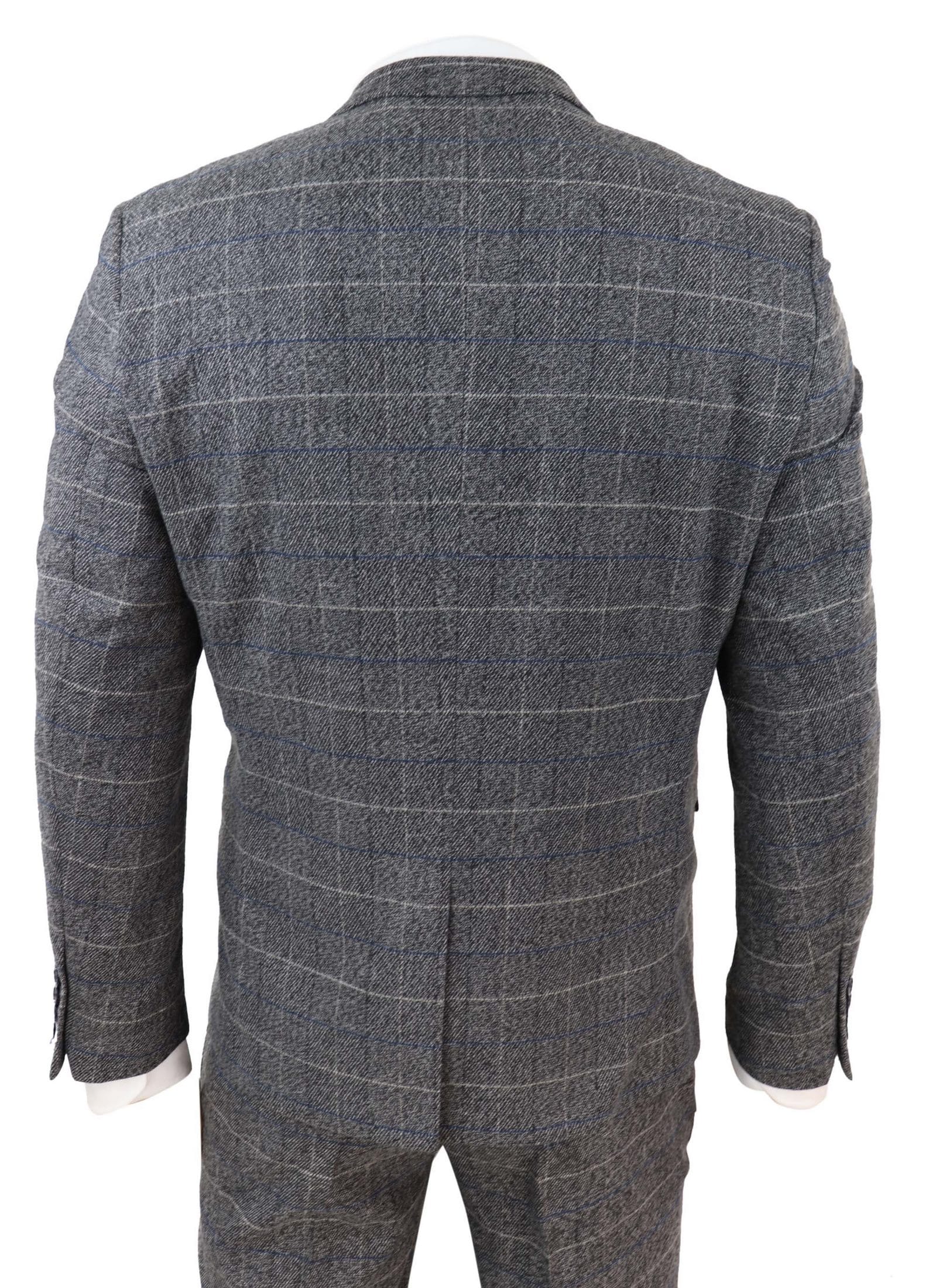 Marc Darcy Scott - Mens Grey with Blue Check 3 Piece Suit: Buy Online ...