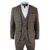 Mens Check Vintage Herringbone Tweed Tan 3 Piece Suit Slim Fit Wedding