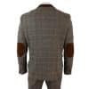 Mens Check Vintage Herringbone Tweed Tan 3 Piece Suit Slim Fit Wedding