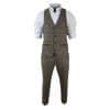 Mens Check Vintage Herringbone Tweed Tan 3 Piece Suit Slim Fit Wedding