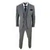 Mens Dark Grey Herringbone Tweed 3 Piece Suit