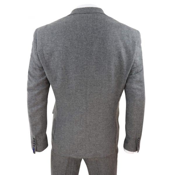 Dunkelgrauer Herringbone Tweed 3 Stück Anzug