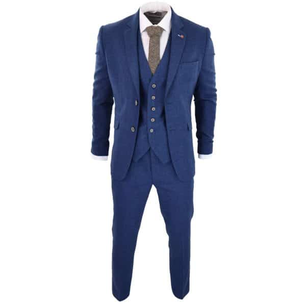 Cavani Orson - Blauer Twill 3 Stück Anzug