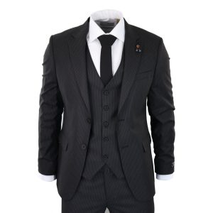 Black Pinstripe 3 Piece Suit – RC20-02