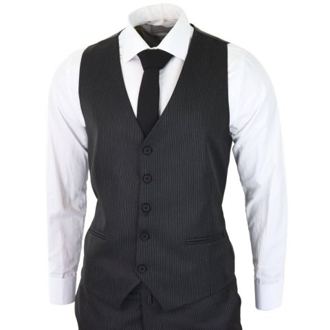 Black Pinstripe 3 Piece Suit - RC20-02: Buy Online - Happy Gentleman