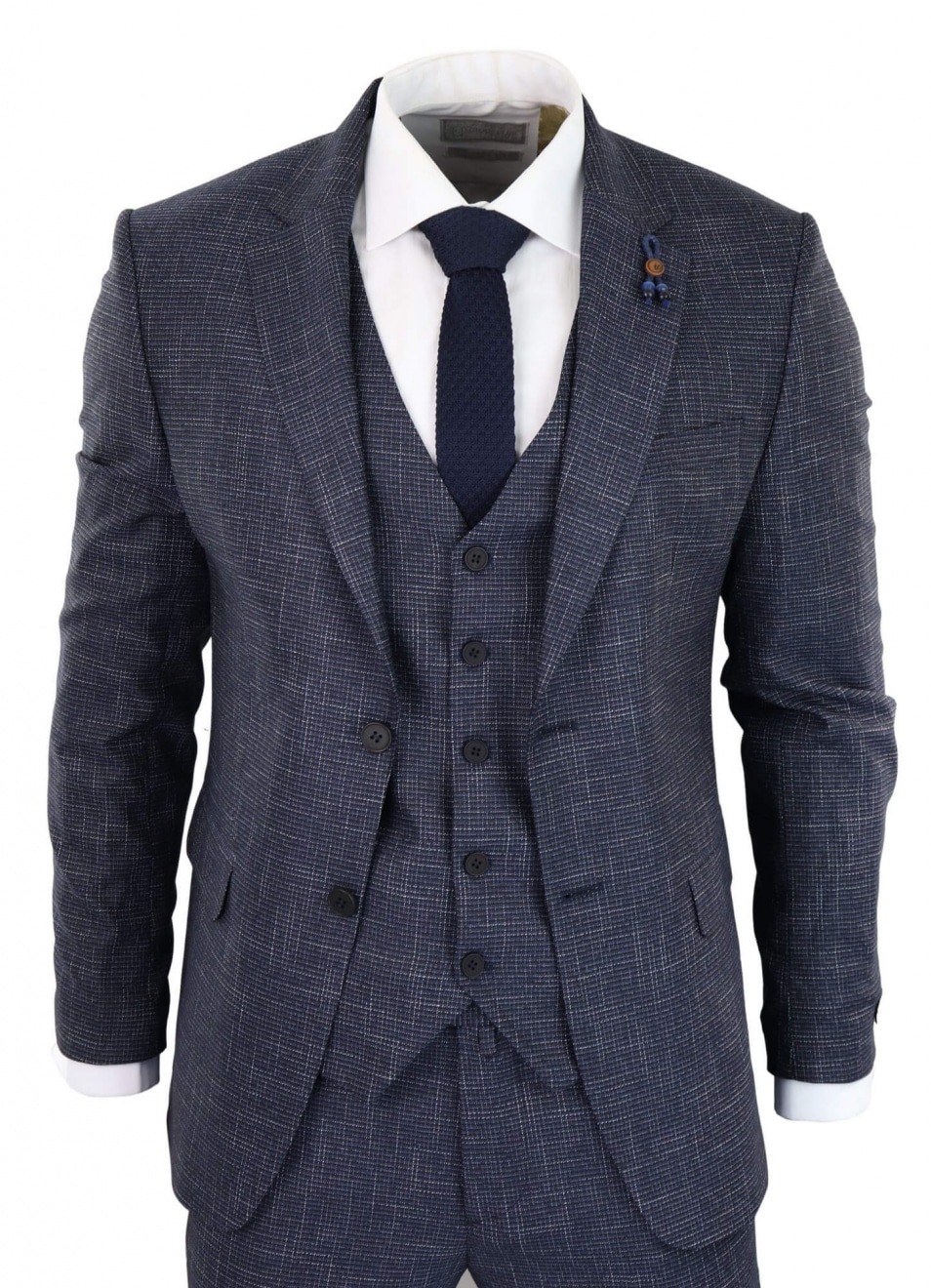 Navy-Blue Graph Check 3 Piece Suit - RK20-02: Buy Online - Happy Gentleman