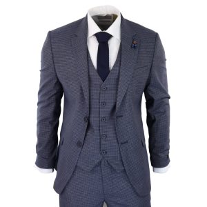 Blue-Grey Sheppard’s Check 3 Piece Suit – RK20-11