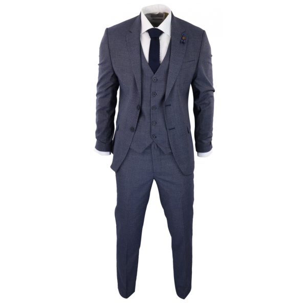 Blue-Grey Sheppard's Check 3 Piece Suit - RK20-11