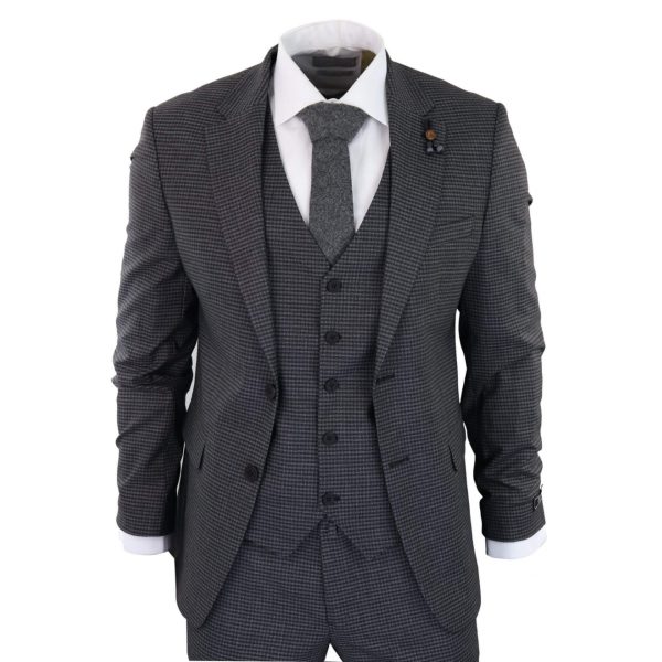 Dark-Grey Sheppard's Check 3 Piece Suit - RK20-12