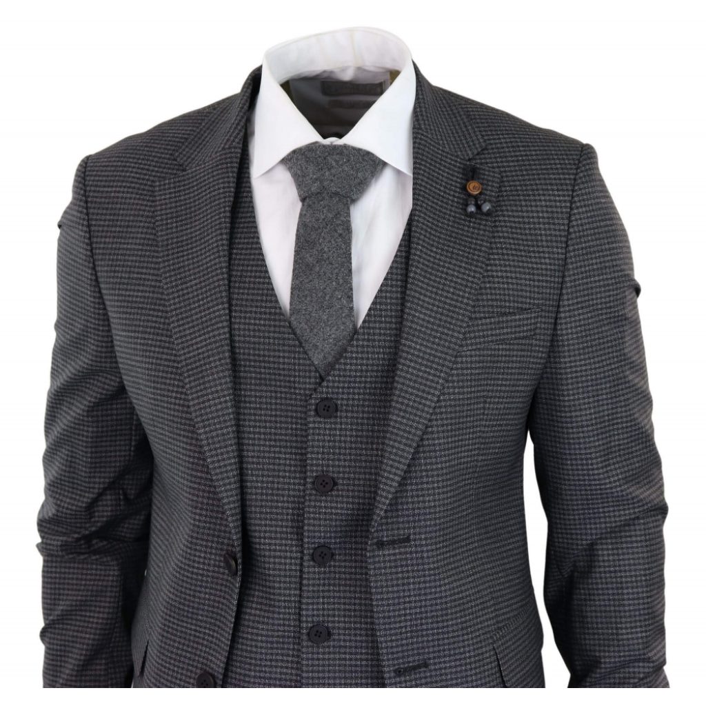 Dark-Grey Sheppard's Check 3 Piece Suit - RK20-12: Buy Online - Happy ...