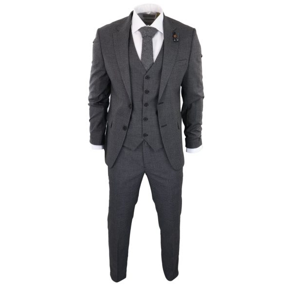 Dark-Grey Sheppard's Check 3 Piece Suit - RK20-12