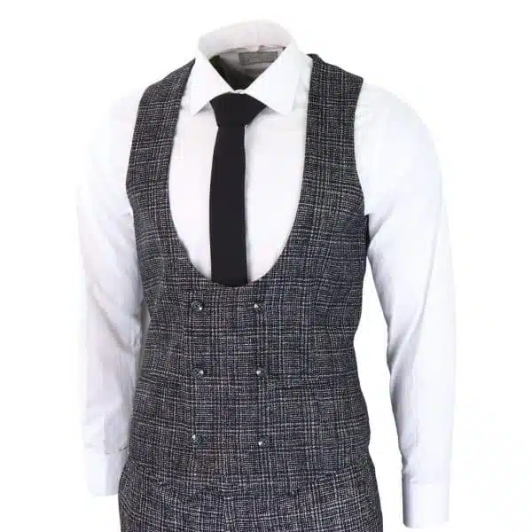 Men's Charcoal-Grey Check 3 Piece Suit