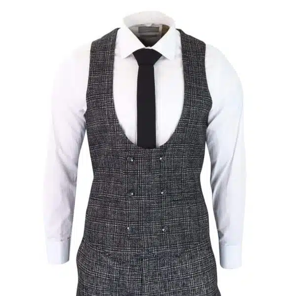 Men's Charcoal-Grey Check 3 Piece Suit