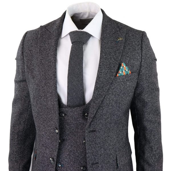 Men's Charcoal-Grey 3 Piece Suit