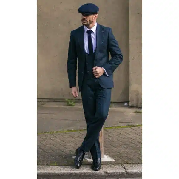 Men's Navy Check 3 Piece Suit
