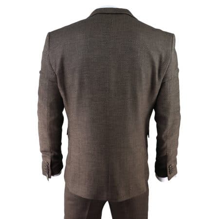 Men's Brown Herringbone Tweed 3 Piece Suit: Buy Online - Happy Gentleman