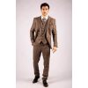 Men's Oak Brown Pinstripe Herringbone Tweed 3 Piece Suit