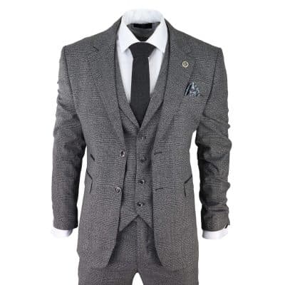 Lilis® Mens Fashion Plaid Modern Fit 3-Piece Suit Blazer Jacket Tux Vest & Trousers