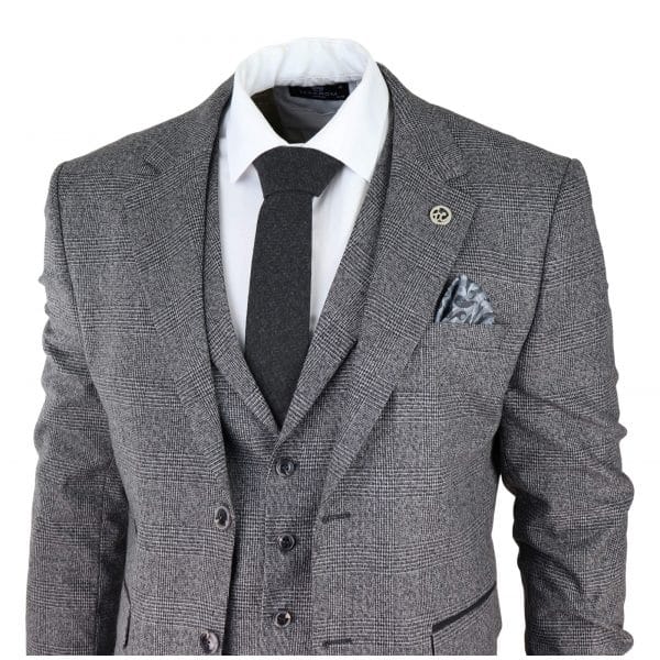 Men's Grey Glen Check 3 Piece Suit