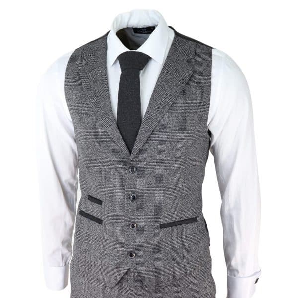 Men's Grey Glen Check 3 Piece Suit