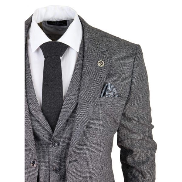 Men's Grey Glen Check 3 Piece Suit