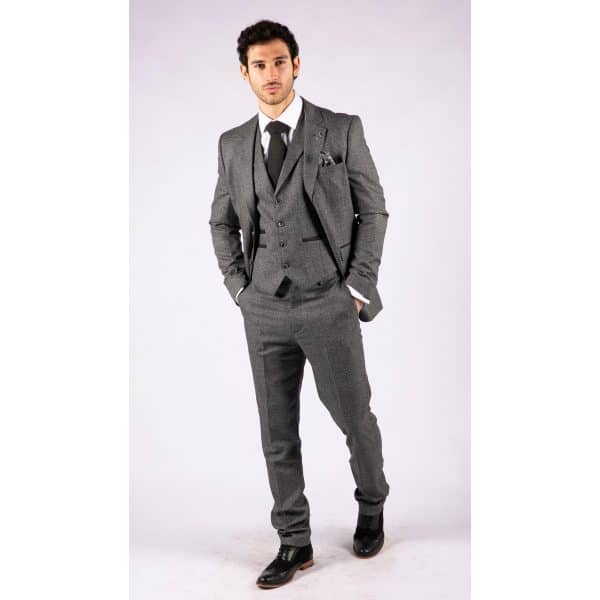 Men's Grey Glen Check 3 Piece Suit