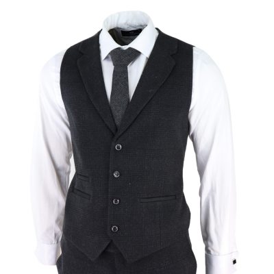 Men's Black Glen Check 3 Piece Suit: Buy Online - Happy Gentleman ...