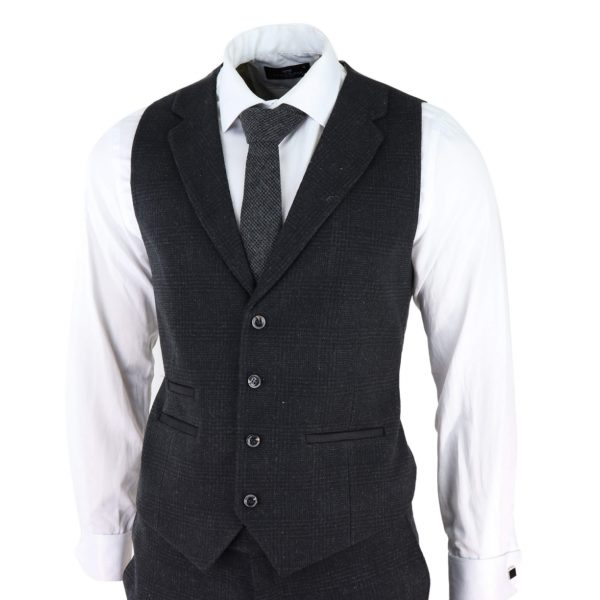 Schwarzer Glen Check 3 Stück Anzug für Männer