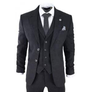 Schwarzer Glen Check 3 Stück Anzug für Männer