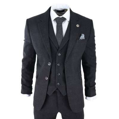 Men's 3 piece Luxurious striped Suit With Pants & Vest Color Black Size 38R~56L 