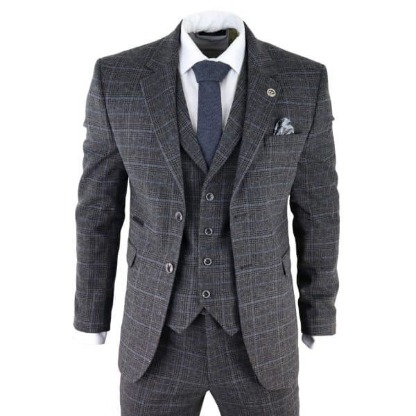 Men's Grey Tartan Check 3 Piece Suit: Buy Online - Happy Gentleman
