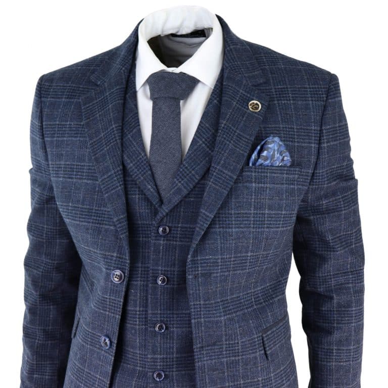 Men's Blue Tartan Check 3 Piece Suit: Buy Online - Happy Gentleman