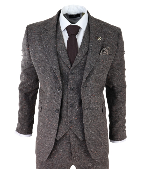 Men's Brown Tweed 3 Piece Suit