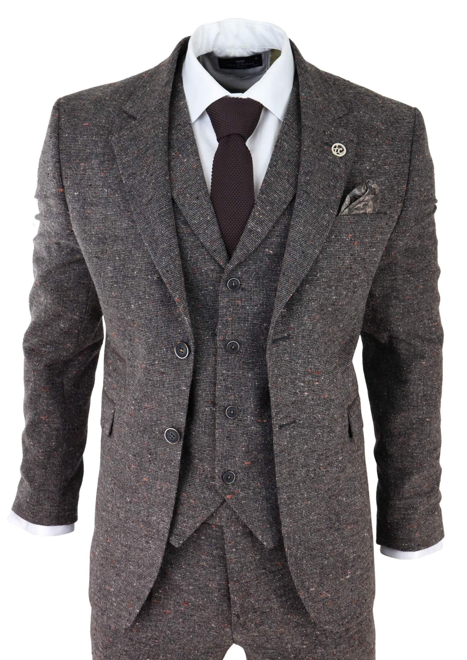 Men's Brown Tweed 3 Piece Suit: Buy Online - Happy Gentleman