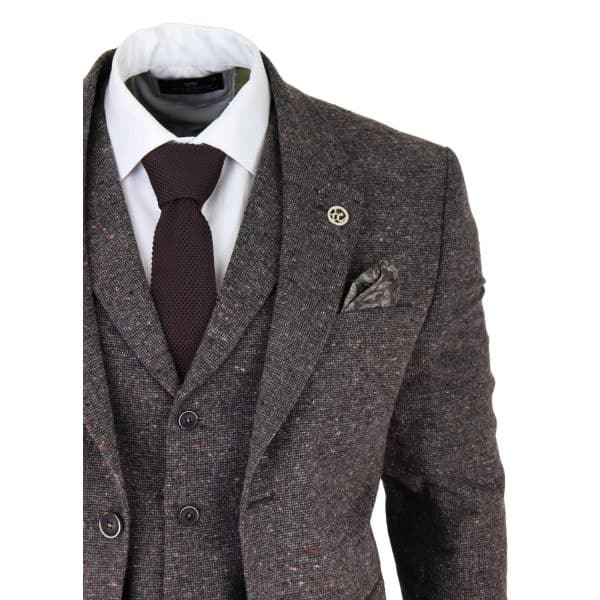 Men's Brown Tweed 3 Piece Suit