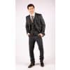 Men's Navy-Blue Windowpane Check 3 Piece Suit